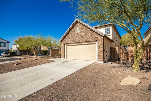 view of front property with a garage