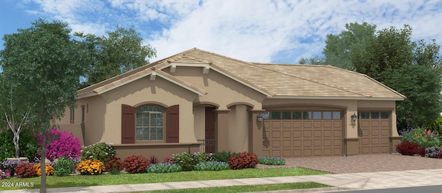 exterior space with a garage