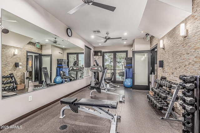 4805 N Woodmere Fairway Unit 1002, Scottsdale, AZ 85251 - exercise room with a ceiling fan