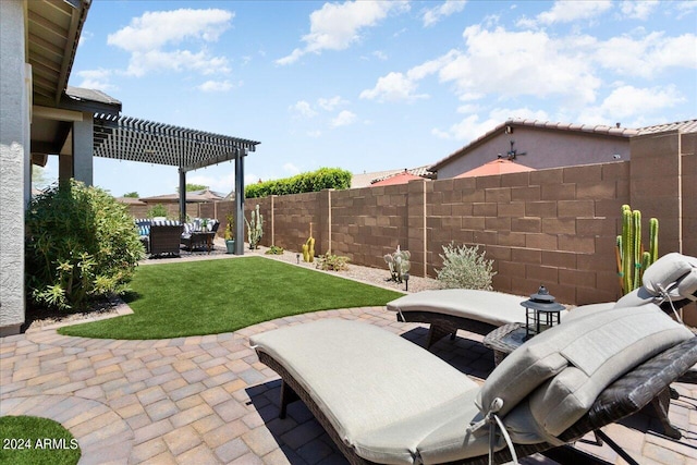 view of patio / terrace featuring a pergola