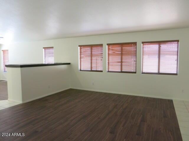 spare room with dark wood-type flooring