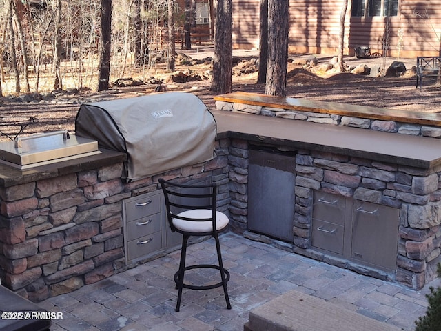 view of patio featuring area for grilling and exterior kitchen