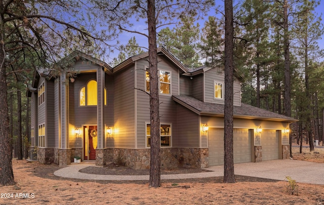 view of front facade with a garage