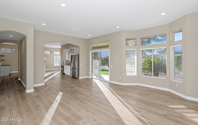 interior space with light hardwood / wood-style flooring