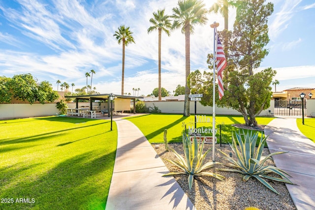 view of community with a lawn