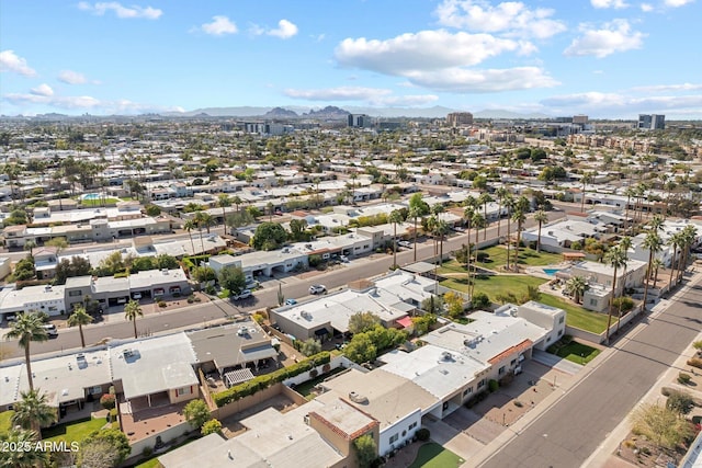 bird's eye view with a mountain view