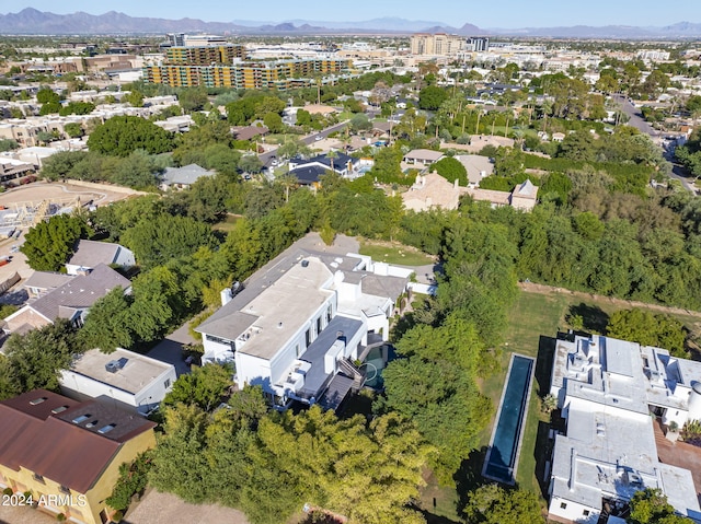 aerial view with a mountain view and a residential view