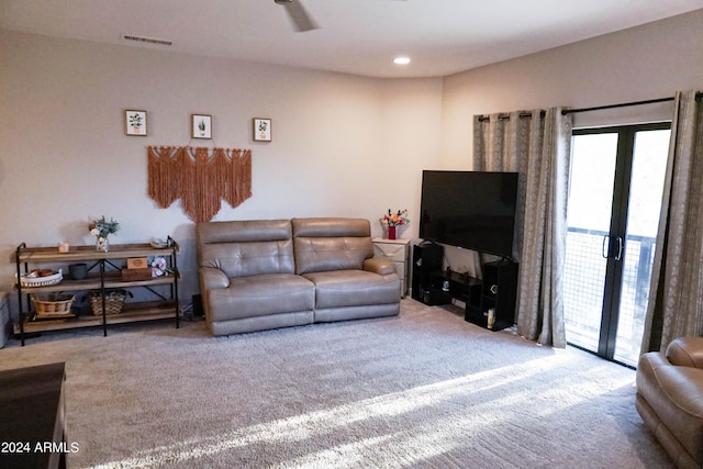 living room with carpet flooring