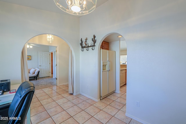 interior space featuring a chandelier