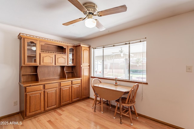 3109 N 81st St, Scottsdale, AZ 85251 - dining space with ceiling fan, light wood finished floors, and baseboards