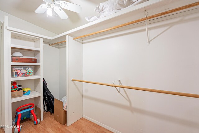 3109 N 81st St, Scottsdale, AZ 85251 - spacious closet with light wood finished floors and ceiling fan