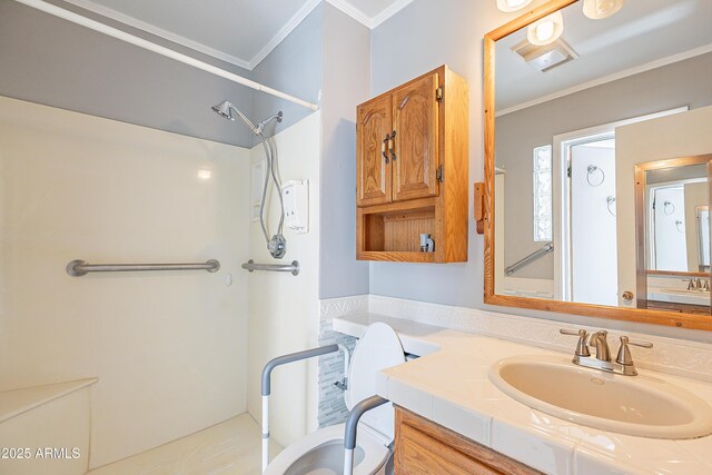 3109 N 81st St, Scottsdale, AZ 85251 - full bath featuring crown molding, a shower, vanity, and toilet