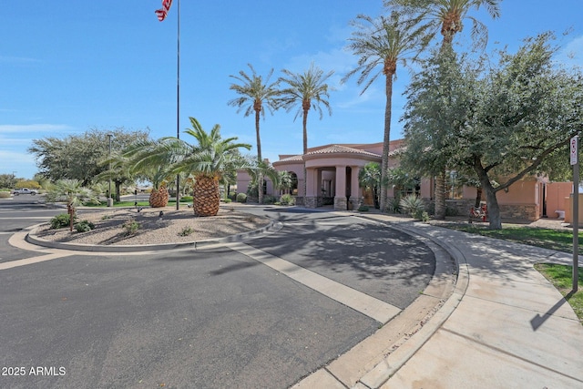 view of street featuring curbs and sidewalks