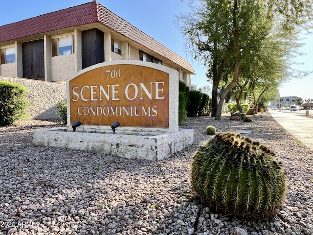 view of community sign