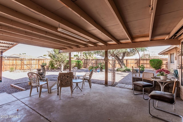 view of patio featuring a fenced backyard