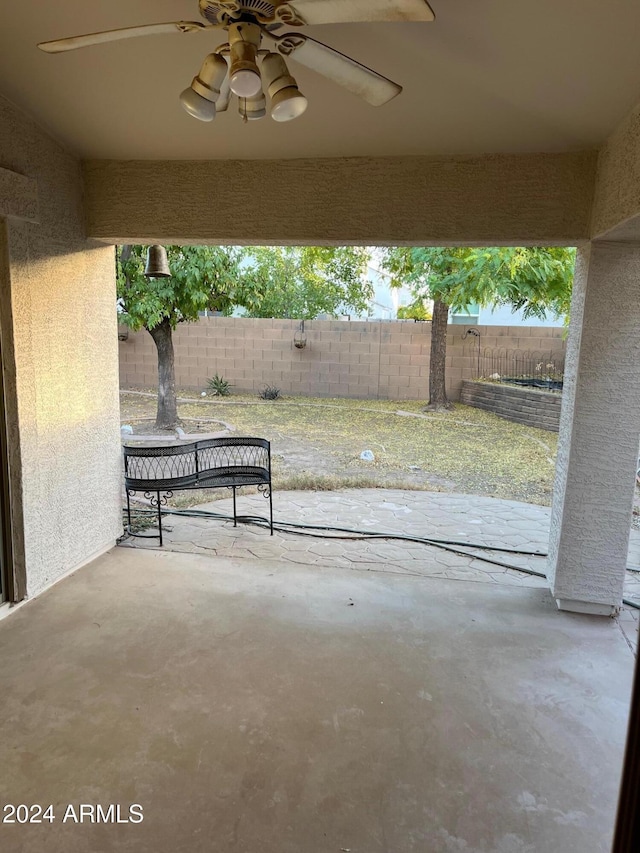 view of patio / terrace with ceiling fan