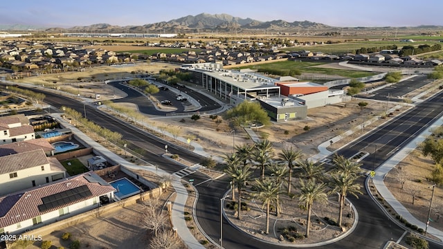 birds eye view of property featuring a residential view and a mountain view