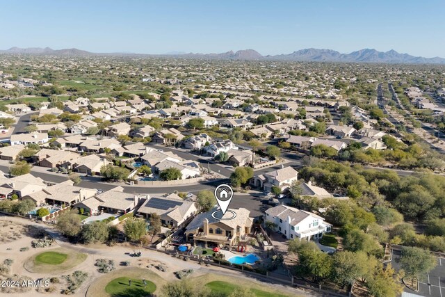 bird's eye view with a mountain view