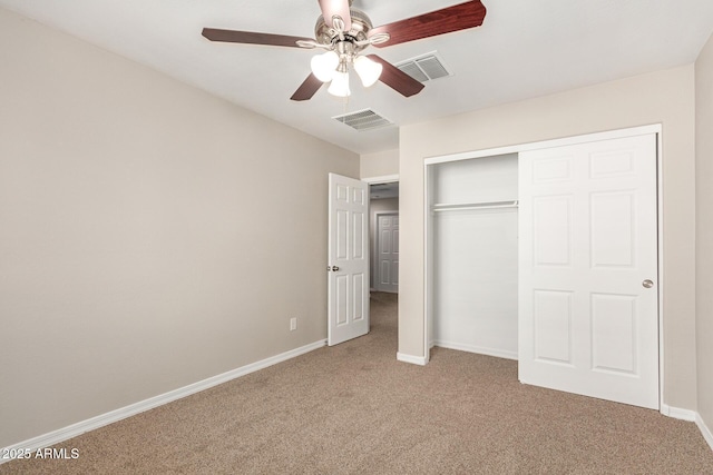 3713 S 54th Ln, Phoenix, AZ 85043 - unfurnished bedroom with carpet flooring, baseboards, a closet, and ceiling fan