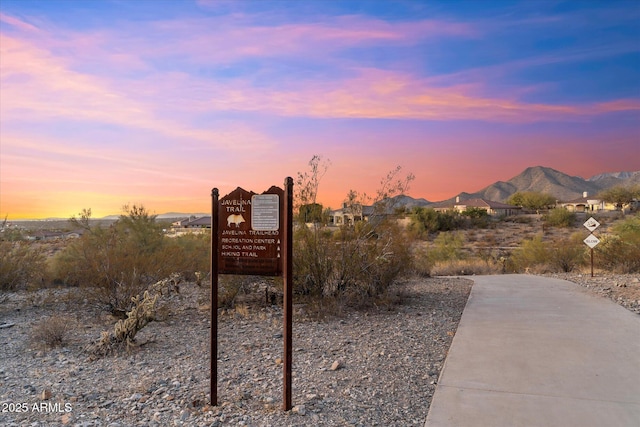 exterior space featuring a mountain view