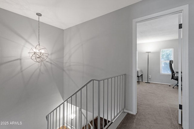 4918 N 74th St, Scottsdale, AZ 85251 - corridor featuring an upstairs landing, carpet, a chandelier, and an office area