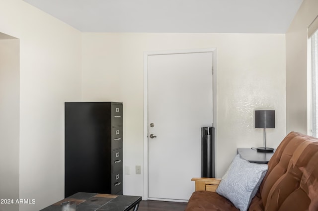 bedroom featuring dark wood-type flooring