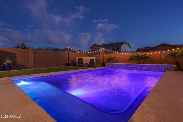 view of pool featuring a fenced backyard and a fenced in pool