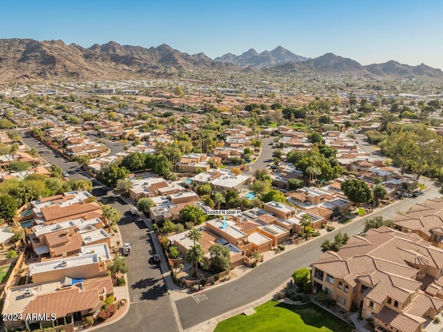 aerial view with a mountain view