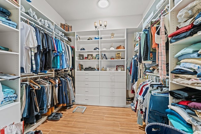 spacious closet with wood tiled floor