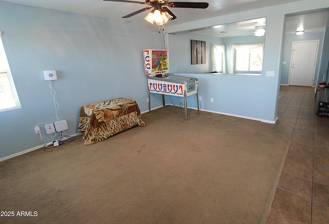 2434 E San Manuel Rd, San Tan Valley, AZ 85143 - playroom featuring ceiling fan, a wealth of natural light, and tile patterned flooring