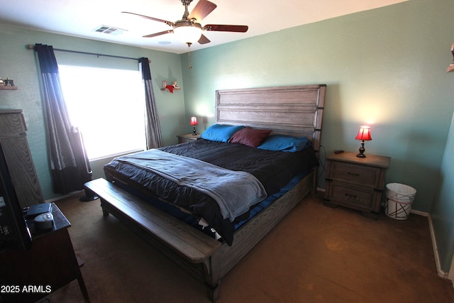 2434 E San Manuel Rd, San Tan Valley, AZ 85143 - carpeted bedroom with baseboards, a ceiling fan, and visible vents