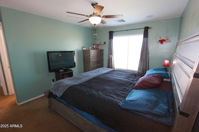 2434 E San Manuel Rd, San Tan Valley, AZ 85143 - carpeted bedroom featuring baseboards, a ceiling fan, and visible vents