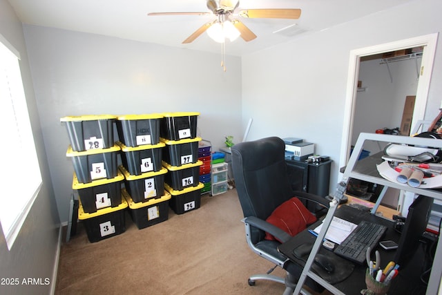 2434 E San Manuel Rd, San Tan Valley, AZ 85143 - carpeted home office with a ceiling fan