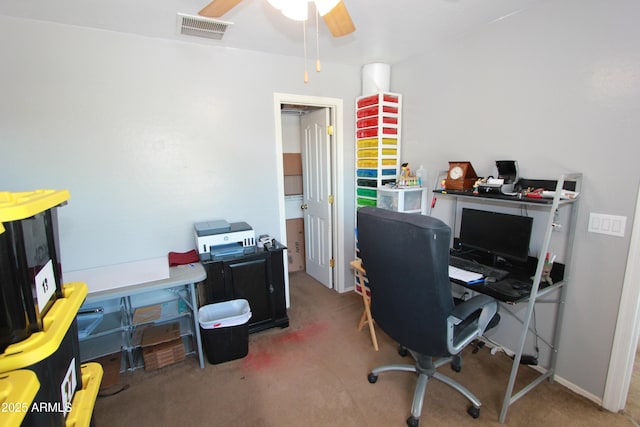 2434 E San Manuel Rd, San Tan Valley, AZ 85143 - office space featuring carpet flooring, visible vents, and a ceiling fan