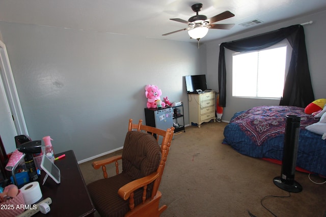 2434 E San Manuel Rd, San Tan Valley, AZ 85143 - carpeted bedroom featuring baseboards, a ceiling fan, and visible vents