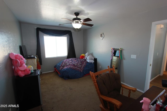 2434 E San Manuel Rd, San Tan Valley, AZ 85143 - bedroom featuring carpet, baseboards, and ceiling fan
