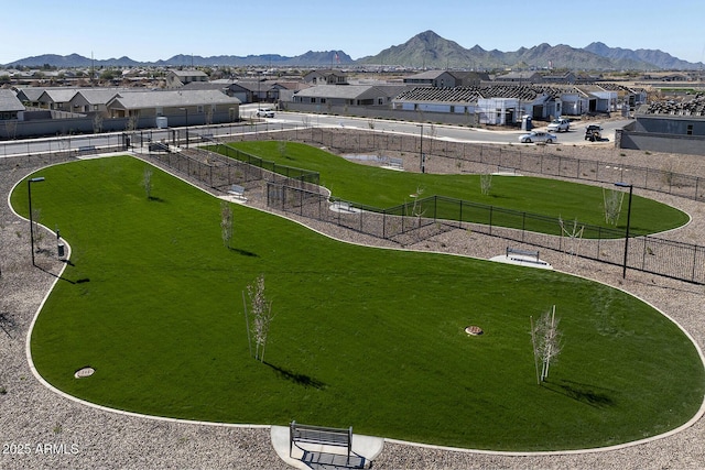 aerial perspective of suburban area with mountains