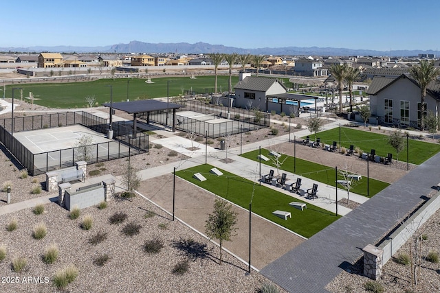 aerial perspective of suburban area featuring mountains