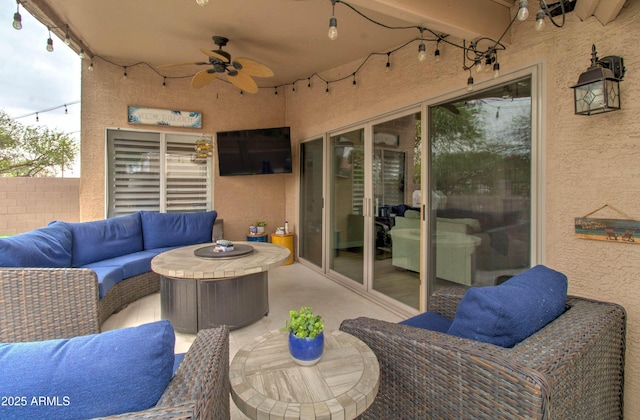 12041 S 45th St, Phoenix, AZ 85044 - view of patio featuring an outdoor living space, fence, and ceiling fan