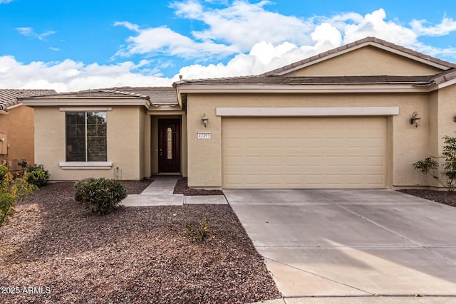 single story home featuring a garage