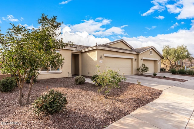 single story home with a garage