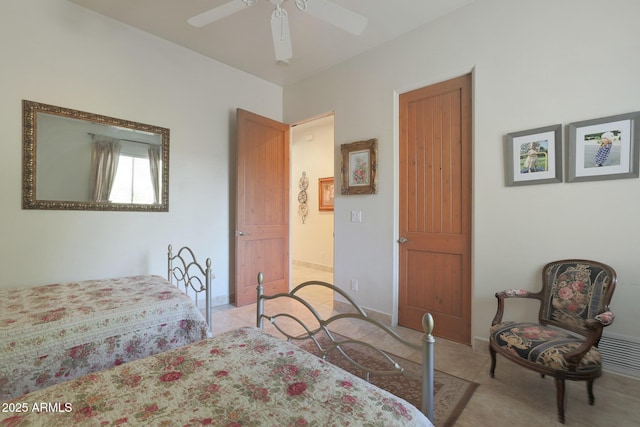 bedroom featuring ceiling fan