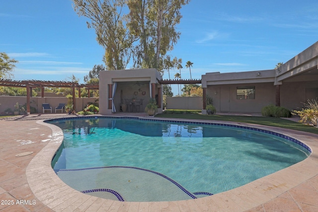 view of pool with a patio area and a pergola