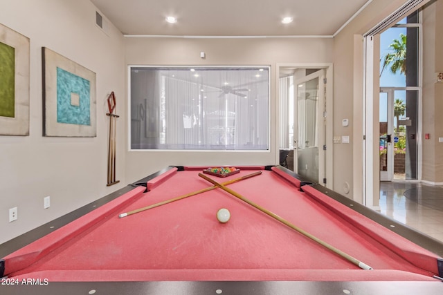 playroom with pool table