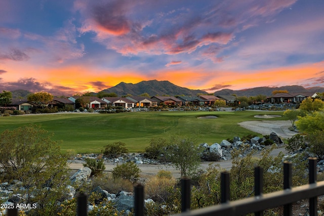 mountain view with golf course view and a residential view
