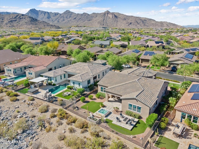 aerial view with a residential view and a mountain view