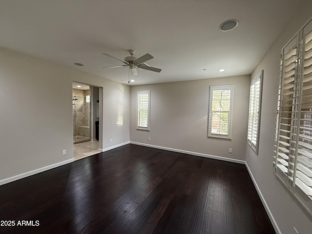 18515 N 94th St, Scottsdale, AZ 85255 - empty room with recessed lighting, wood finished floors, baseboards, and ceiling fan