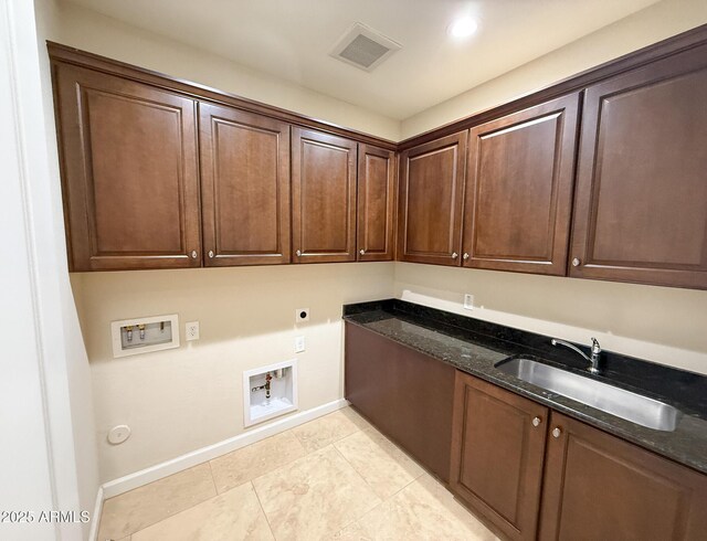 18515 N 94th St, Scottsdale, AZ 85255 - clothes washing area featuring a sink, hookup for an electric dryer, cabinet space, visible vents, and washer hookup