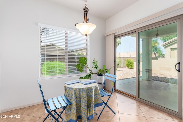 tiled dining room featuring a healthy amount of sunlight