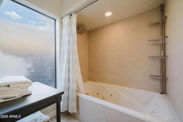 full bathroom with a combined bath / shower with jetted tub
